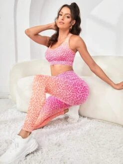 Leopard Print Wide Waistband Sports Set -Gym Chic Wear 16903671665ac587a4acf9107aeda2beb6516b36be thumbnail 405x552