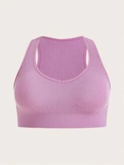 Plus 2pcs Solid Ribbed Knit Sports Bra -Gym Chic Wear 1690368703469f56c0c52e6b4c4477ef9a2a491f45 thumbnail 405x552