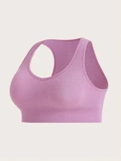 Plus 2pcs Solid Ribbed Knit Sports Bra -Gym Chic Wear 1690368706433811e4c5a02f98e6b663cf9b316d92 thumbnail 405x552