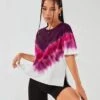 Tie Dye Drop Shoulder Sports Tee -Gym Chic Wear 169042404427685ab55bdb14838b6ed15bc258d8d0 thumbnail 405x552