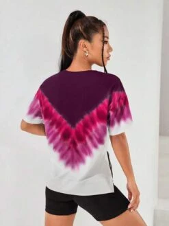 Tie Dye Drop Shoulder Sports Tee -Gym Chic Wear 169042406093567894f83d89fba116e29b5684924a thumbnail 405x552
