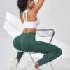 Wide Waistband Ribbed Knit Sports Leggings