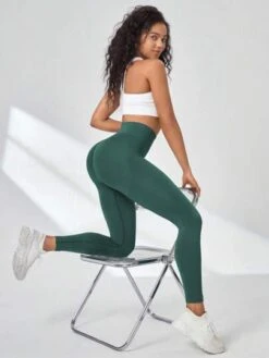 Wide Waistband Ribbed Knit Sports Leggings -Gym Chic Wear 16905116377b1bacc0fd4db61a486befb83b308f80 thumbnail 405x552