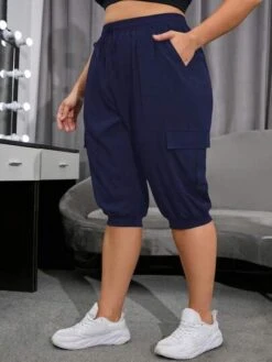 Plus Flap Pocket Capri Sports Pants -Gym Chic Wear 1690529259a8d3c372127a290820bc212d762b271e thumbnail 405x552
