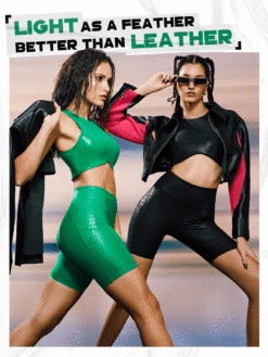 GLOWMODE 8" Foiled Leather Effect Croc Jock Side Pocket Shorts -Gym Chic Wear 16905410686140f3903fab507c09bce0e9c64aba76