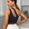 2pcs Solid Asymmetrical Neck Sports Bra -Gym Chic Wear 169076892668c62859e2d0a2760eb1035d1fd7b39d thumbnail 405x552