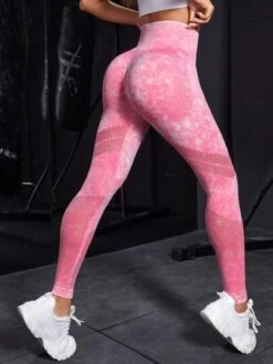 Tie Dye Hollow Out Wideband Waist Sports Leggings