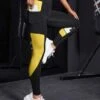 Colorblock Wideband Waist Sports Leggings With Phone Pocket