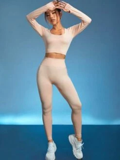 Seamless High Stretch Sports Tee & Leggings -Gym Chic Wear 16908815138a1e527fa722e49fd5af44aefa3108ce thumbnail 405x552