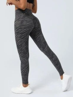 Women's High Waist Printed Yoga Leggings With Peach Butt Design For Running, Fitness & Workout