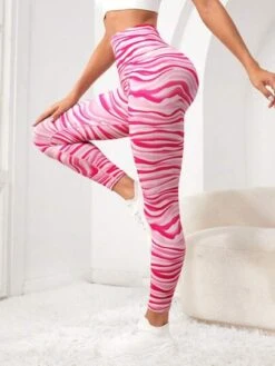 Allover Print Wideband Waist Sports Leggings