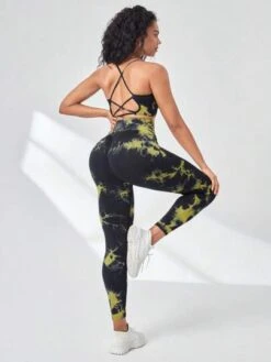 Tie Dye Crisscross Backless Sports Set -Gym Chic Wear 1690963303b1f5446721693ca0d9404f3da951359b thumbnail 405x552
