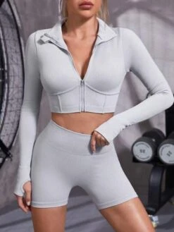 Seamless High Stretch Thumb Holes Sports Jacket & Biker Shorts -Gym Chic Wear 1690976279fd24388ccd0ed5fad27d814d4c3c7f5a thumbnail 405x552