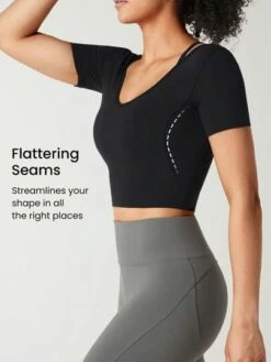 GLOWMODE FeatherFit™ Slim Cropped Length Contour Tee -Gym Chic Wear 16910275081f23c8d6b644e25e01ee81e10154c685 thumbnail 405x552