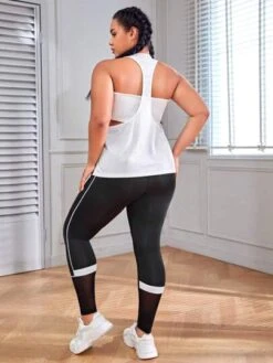 Plus High Stretch Top-stitching Sports Set