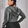 Plus Wrap Drawstring Crop Hoodie -Gym Chic Wear 1691064487ac2299e0d03623a0541d7bc105b1f4ba thumbnail 405x552