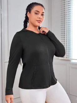 Plus Zip Up Hooded Sports Jacket -Gym Chic Wear 1691064554e20515165075aab671aa221c0d1b1ff8 thumbnail 405x552