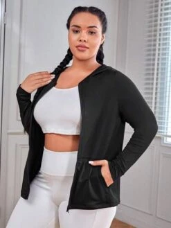 Plus Zip Up Hooded Sports Jacket -Gym Chic Wear 1691064562832f3d229c1f1acd7a1f5c60550d3ea6 thumbnail 405x552