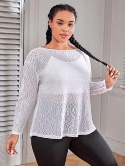 Plus Twist Back Drop Shoulder Sports Tee -Gym Chic Wear 169115585790f64af2be413fffaf32d8cdebf14298 thumbnail 405x552