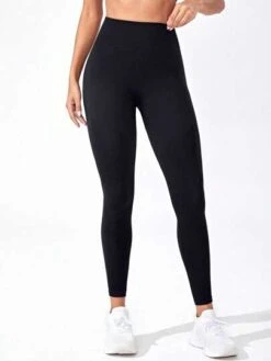 Solid Wideband Waist Sports Leggings -Gym Chic Wear 169139884572221de5174cd0ce5c6370f68f64b4b2 thumbnail 405x552