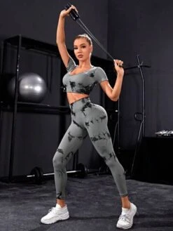 Tie Dye Wide Waistband Sports Set -Gym Chic Wear 16914137147c49d39ea9e803a34458b8d9b145b0fd thumbnail 405x552