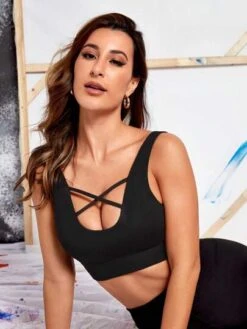 Criss Cross Front Sports Bra -Gym Chic Wear 1691460002db1777512136421c8dfd1426317acdf6 thumbnail 405x552