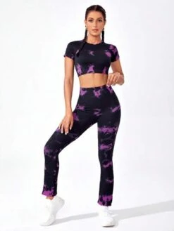 Tie Dye Split Hem Sports Set -Gym Chic Wear 169148524079b6cdb39d5fe5cced71b2b88710f4ef thumbnail 405x552