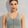 Wingslove Front Zipper Solid Color ComfortYoga Sports Bra -Gym Chic Wear 1691574040bbb5078359fd9724bfbcffce416db739 thumbnail 405x552