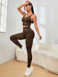 Snakeskin Print Wide Waistband Sports Set -Gym Chic Wear 1691632685e33ebd3c4fe843e669586ffb9e99b5cf thumbnail 405x552
