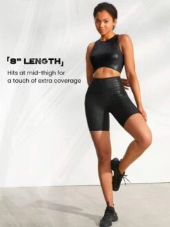 GLOWMODE 8" Foiled Leather Effect Croc Jock Side Pocket Shorts