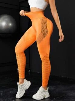 Hollow Out Wide Waistband Sports Leggings