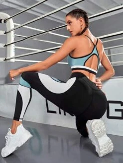 Colorblock Contrast Binding Sports Set