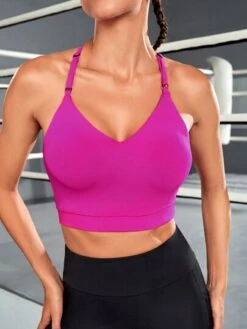 Letter Tape Panel Backless Sports Bra