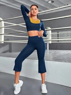 Colorblock Sports Tee & Wide Waistband Sports Pants -Gym Chic Wear 16917329802d6f6cde89fe434198b966492ac4e5c0 thumbnail 405x552