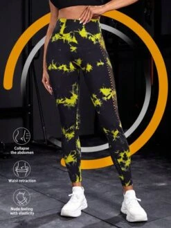 Tie Dye Hollow Out Tummy Control Sports Leggings