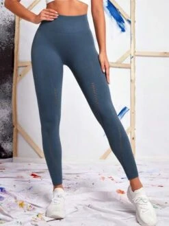 Seamless Wide Waistband Hollow Out Sports Leggings -Gym Chic Wear 16917395416daba1799fdd09762663aa27c4d0f3d9 thumbnail 405x552