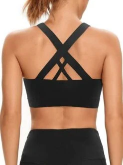 Black Sports Bra With Cross Back Straps -Gym Chic Wear 1691820964fcc7a98bb8d7d9cfd747c81376e0df05 thumbnail 405x552