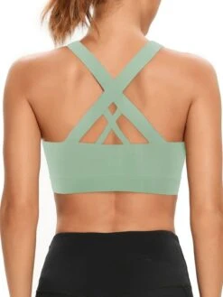 Green Sports Bra With Cross Back Straps -Gym Chic Wear 1691821213d48105dc813a7f499e0e03b6705b14c6 thumbnail 405x552