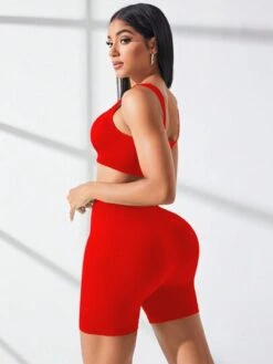 Seamless Slight Stretch Sports Bra With Biker Shorts -Gym Chic Wear 1691838334ccdb4891e076c05b4ef7c9fe0fc9545b thumbnail 405x552