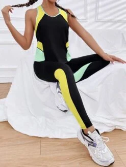 Colorblock Racer Back Sports Set -Gym Chic Wear 1691908648b1d01ab238ebb0e1639acdb6cf0370ad thumbnail 405x552