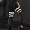 Striped Print Hollow Out Sports Leggings