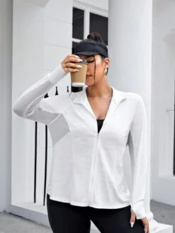 Plus Thumbholes Zip Up Mesh Insert Hooded Sports Jacket -Gym Chic Wear 16921884614132feb6dea2450532d9bc0a4a59e4d5 thumbnail 405x552