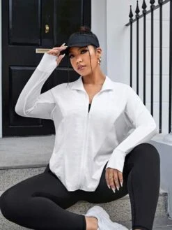 Plus Thumbholes Zip Up Mesh Insert Hooded Sports Jacket -Gym Chic Wear 169218846375ff00448f429c849b91720388eefdec thumbnail 405x552