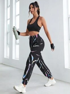 Tie Dye Elastic Waist Sports Pants -Gym Chic Wear 16926074281cd1270d9e19feb5976c35e9ffe9196c thumbnail 405x552